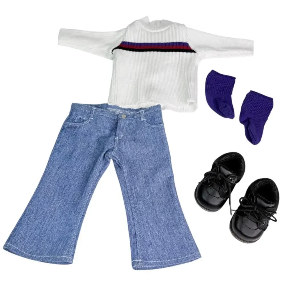 American Girl Blue Jean Basics II Pleasant Co Boy Turtleneck Jeans Socks Shoes